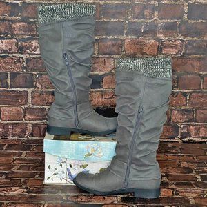 JustFab Gray Slouch Knee Boots Size 9